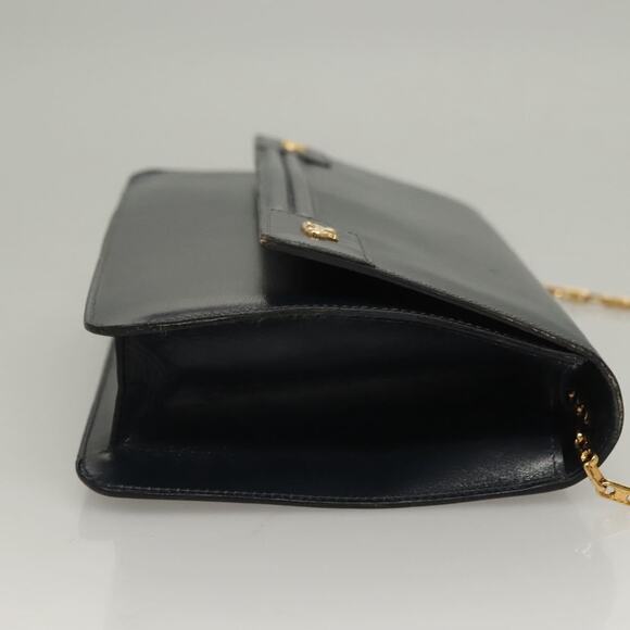 CELINE Chain Hand Bag Leather Navy Gold - Picture 4 of 12